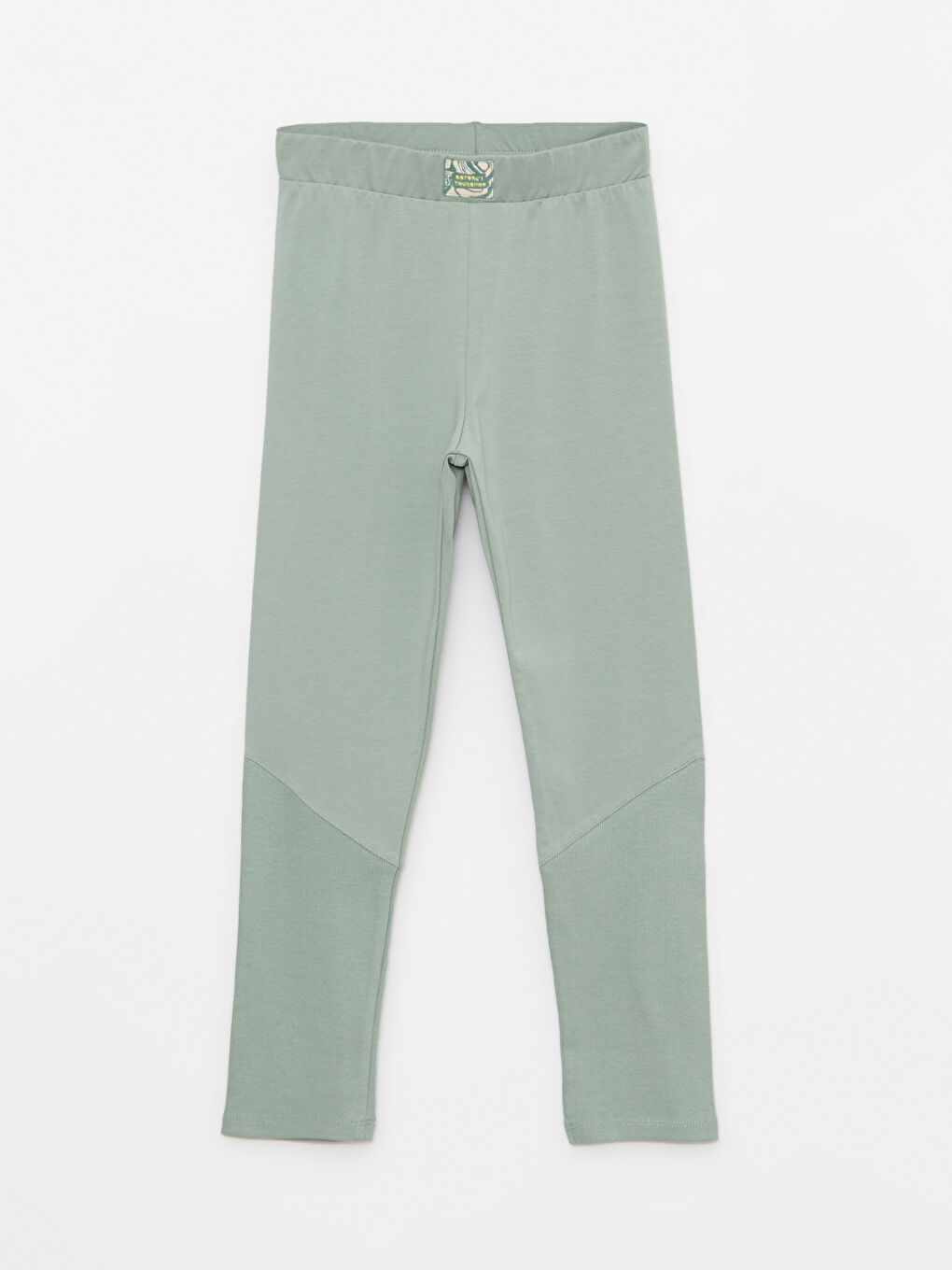 LCW Kids Elastic Waist Basic Cotton Girl Long Leggings -W2DV41Z4-GBN