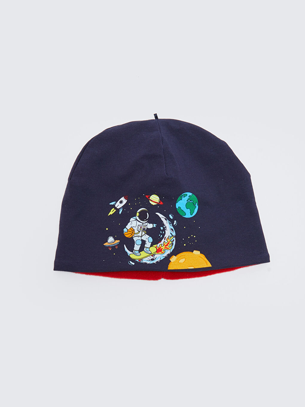 LC Waikiki Space Printed Cotton Boy Beanie -W2DV48Z4-HEL
