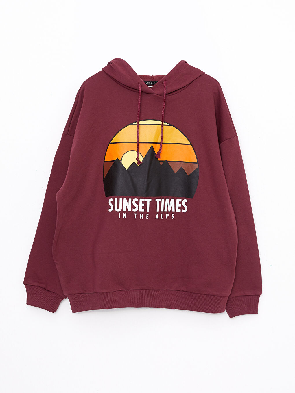 LCW Vision Bordo Kapüşonlu Baskılı Uzun Kollu Kadın Sweatshirt