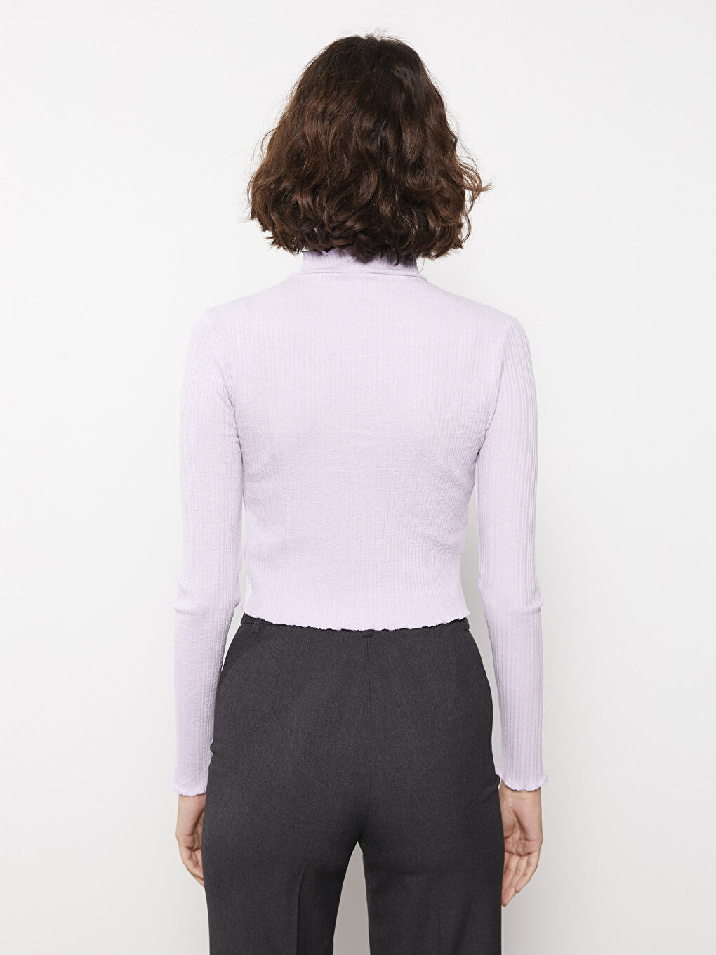 Stand Collar Straight Long Sleeve Women's Sweater-4