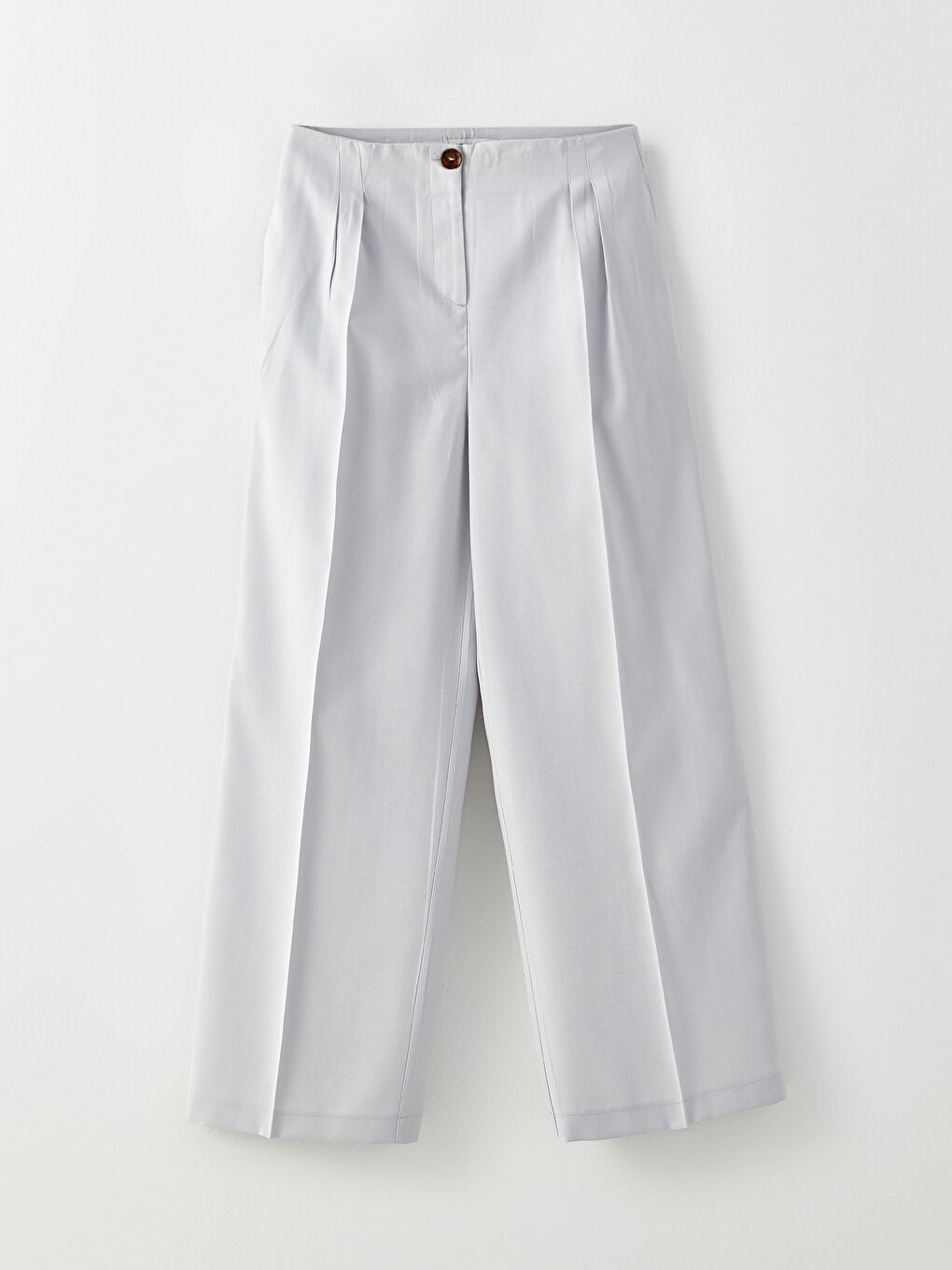 Gri Kadın Rahat Kalıp Düz Pantolon-5