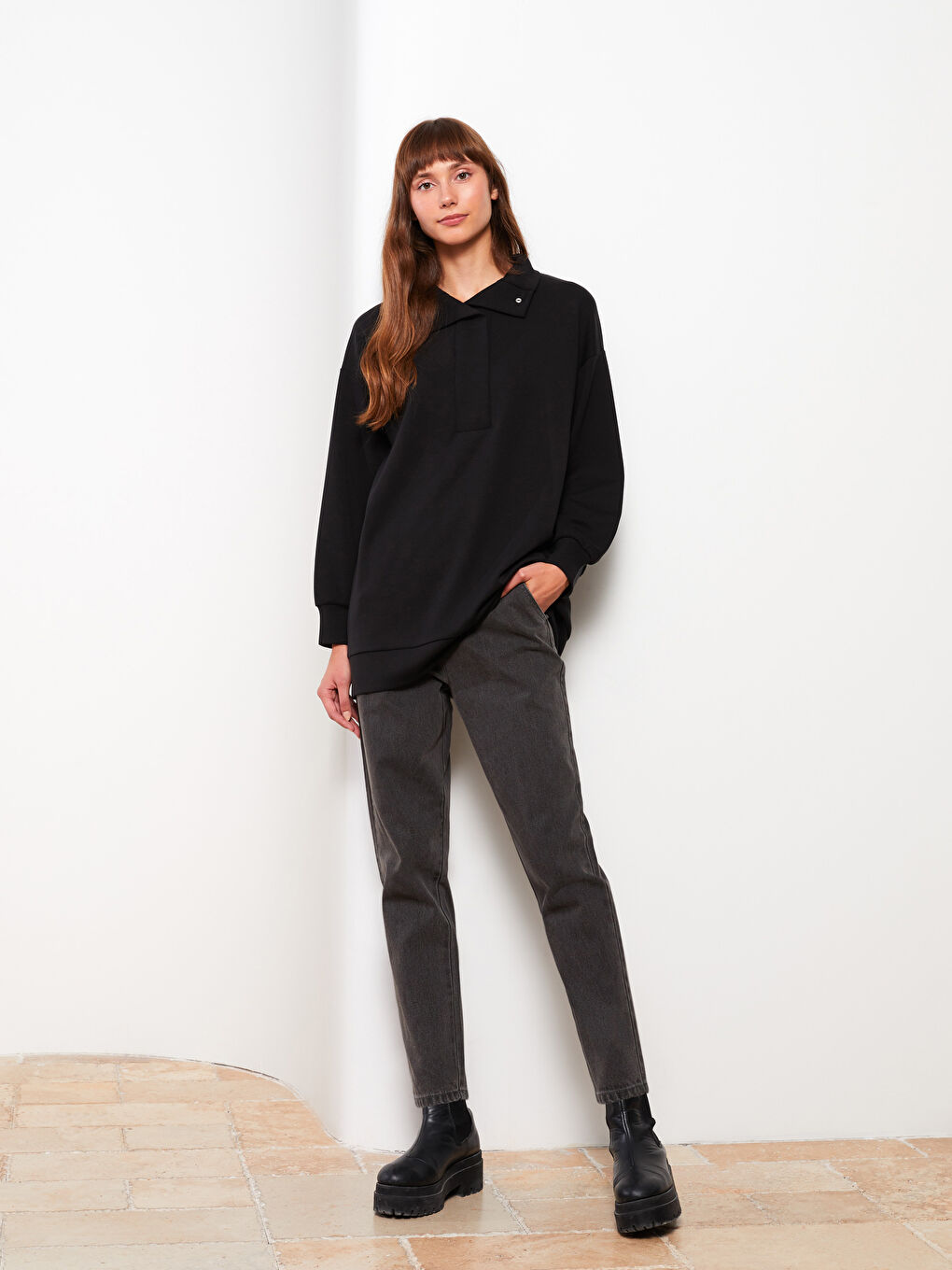 LCW Modest Women's Standard Fit Regular Denim Trousers -W2DV86Z8-GRD
