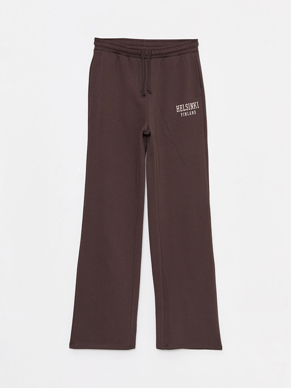 Kahverengi Beli Lastikli Baskılı Kadın Kalın Eşofman Altı-5