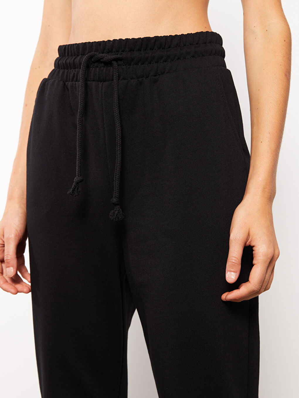 Women's Elasticated Waist Plain Jogger Sweatpants-2