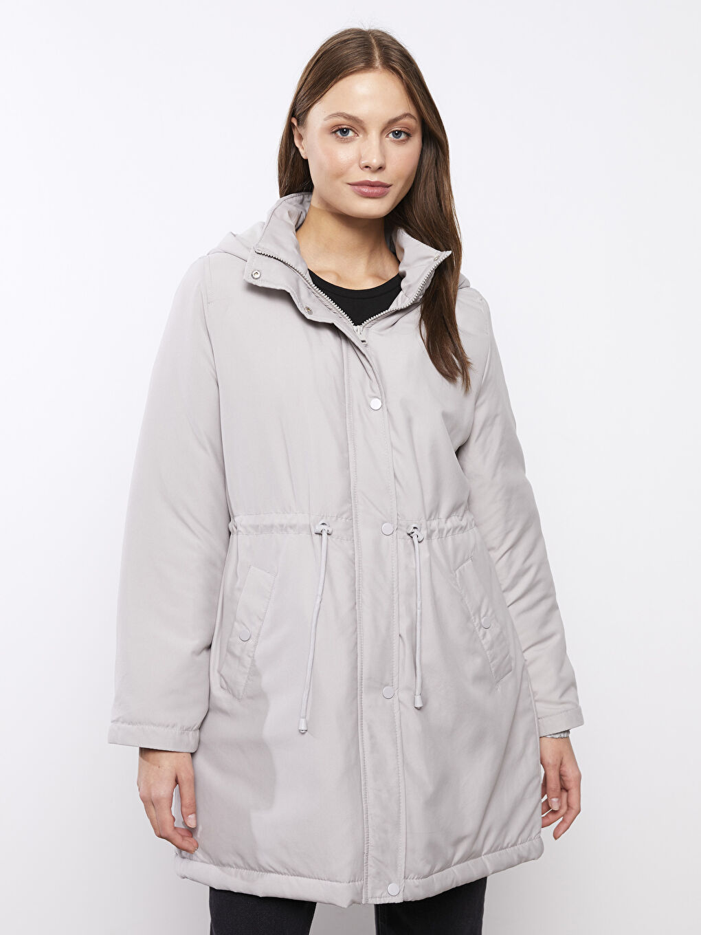 Mit Kapuze Regulär Langarm Damen Parka-1