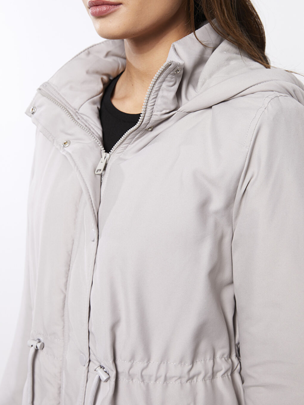Mit Kapuze Regulär Langarm Damen Parka-3