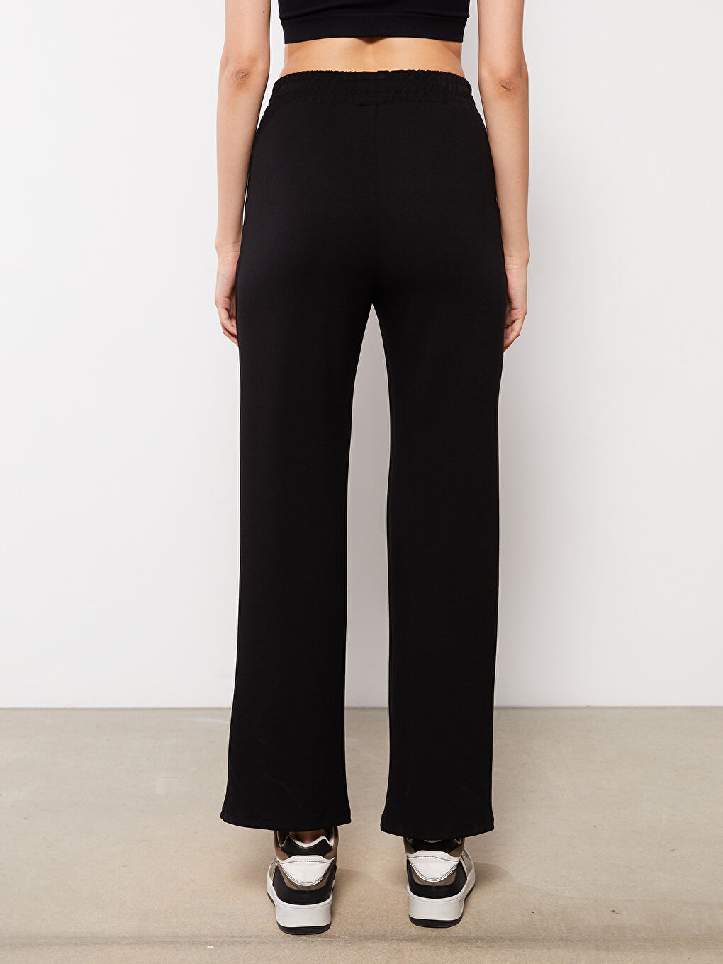 بنطلون رياضي سادة بخصر مرن للسيدات-3