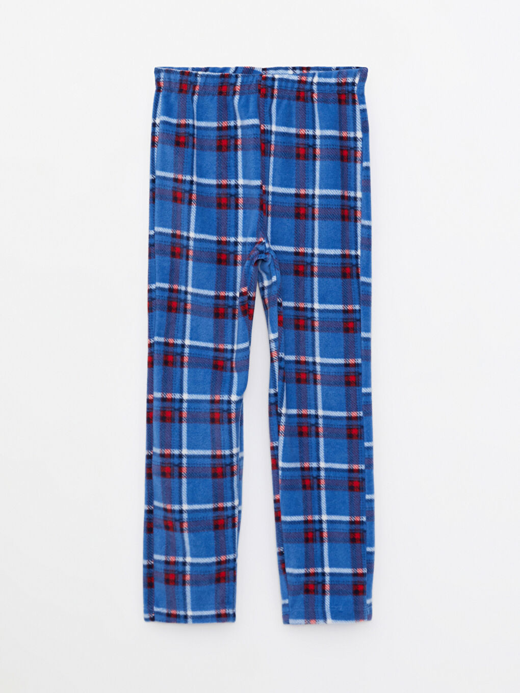 Mavi Gömlek Yaka Ekose Uzun Kollu Polar Erkek Çocuk Pijama Takımı-5