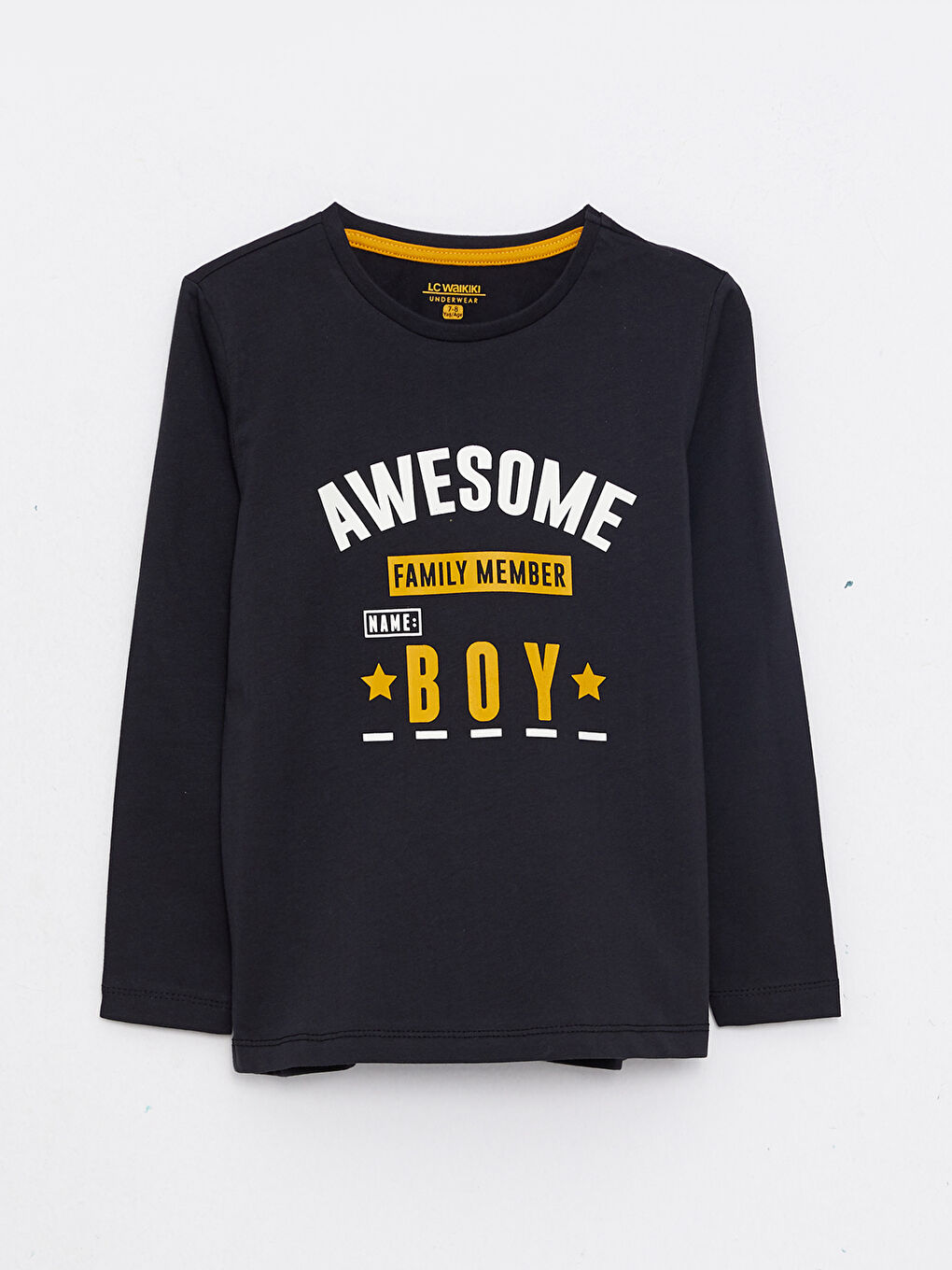 Antrasit Bisiklet Yaka Baskılı Uzun Kollu Erkek Çocuk Pijama Takımı-3