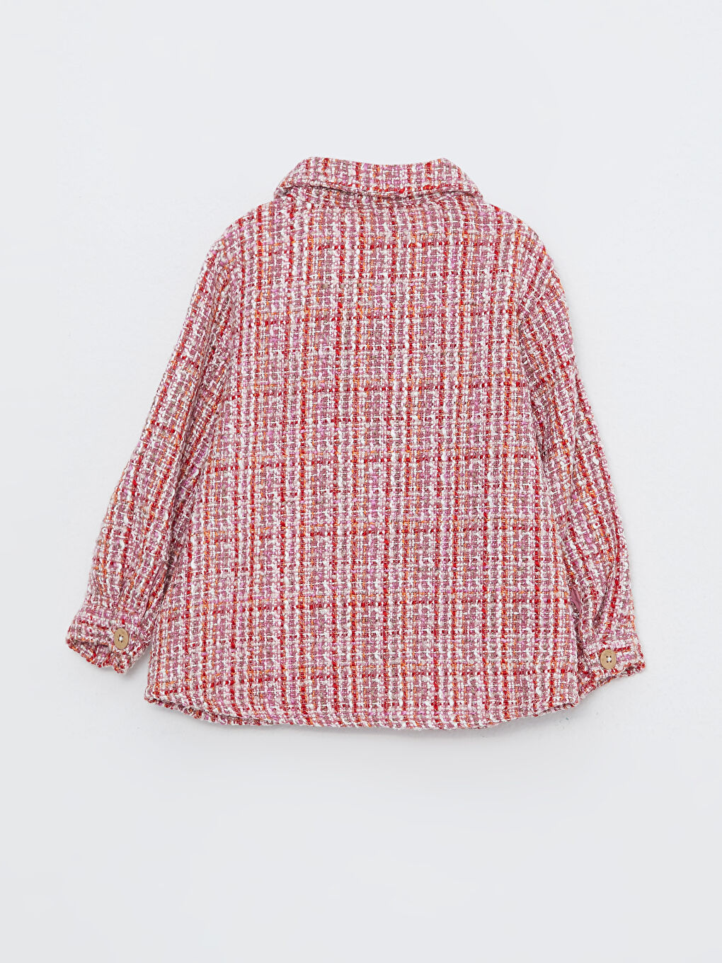 Kırmızı Polo Yaka Uzun Kollu Desenli Kız Bebek Ceket-5