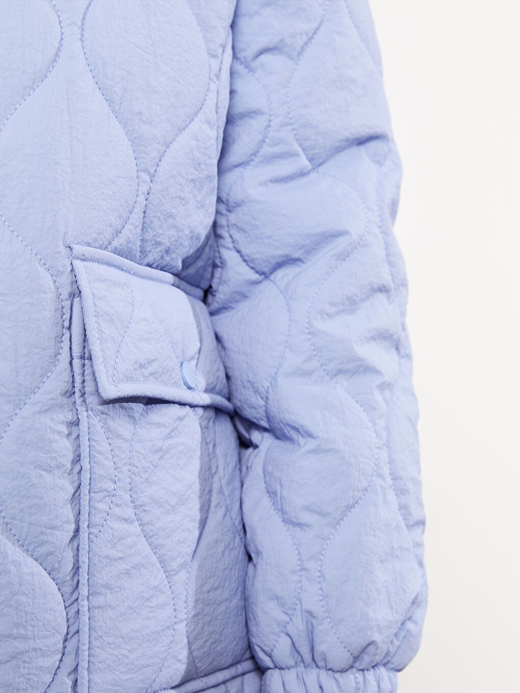 Mavi Bisiklet Yaka Kendinden Desenli Kadın Şişme Mont-3