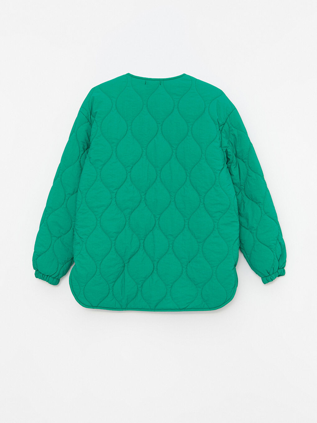 Yeşil Bisiklet Yaka Kendinden Desenli Kadın Şişme Mont-13