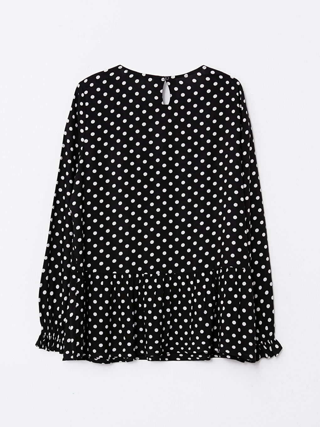 Блузка для беременных в горошек с круглым вырезом и длинными рукавами-6