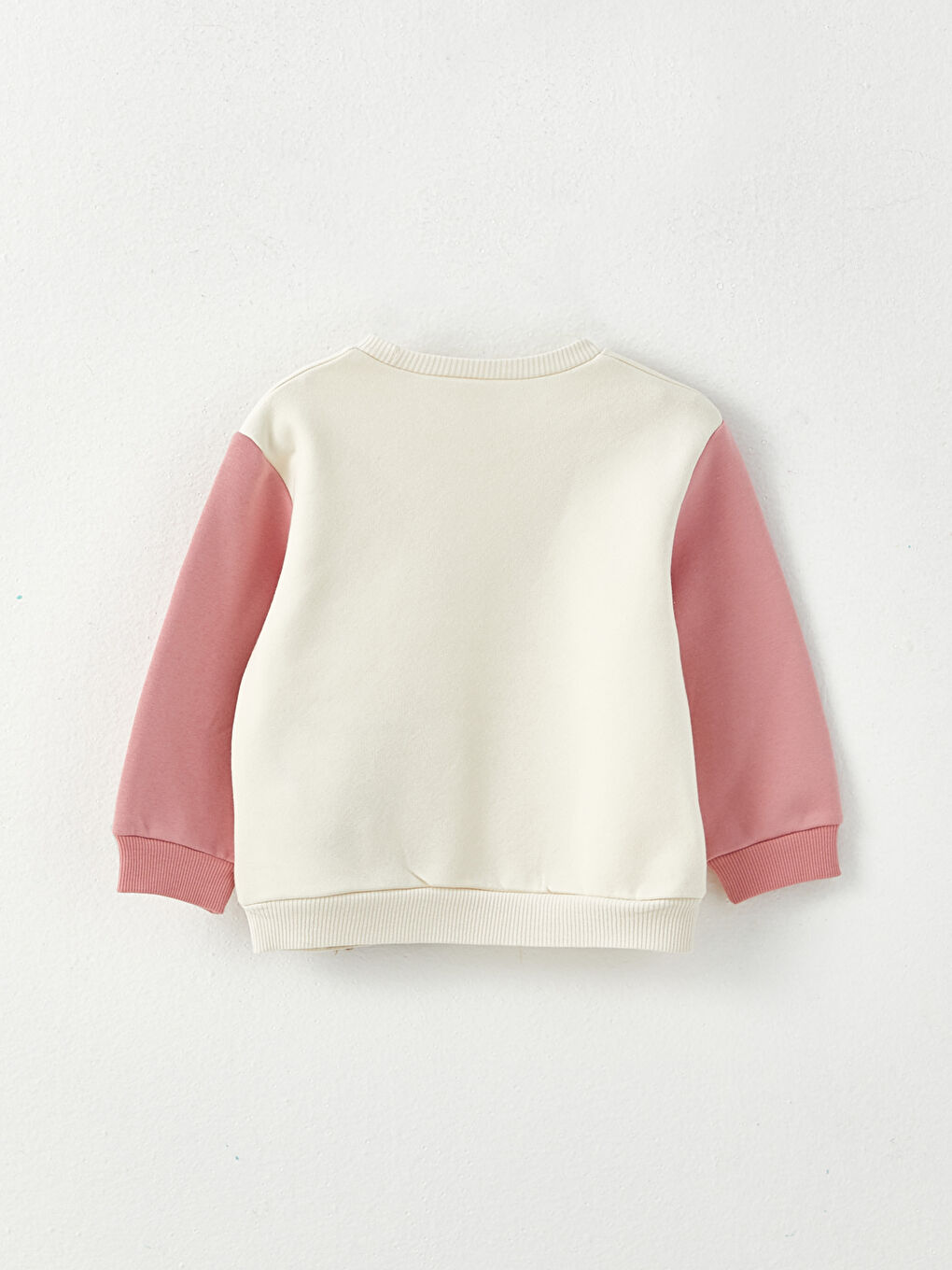 Ekru Bisiklet Yaka Uzun Kollu Nakış Detaylı Kız Bebek Sweatshirt-1