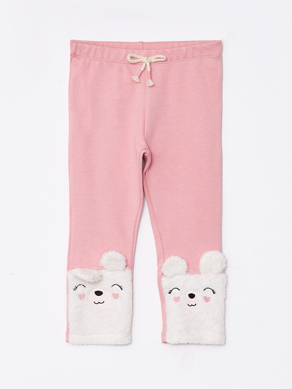 Pembe Beli Lastikli Nakışlı Kız Bebek Uzun Tayt