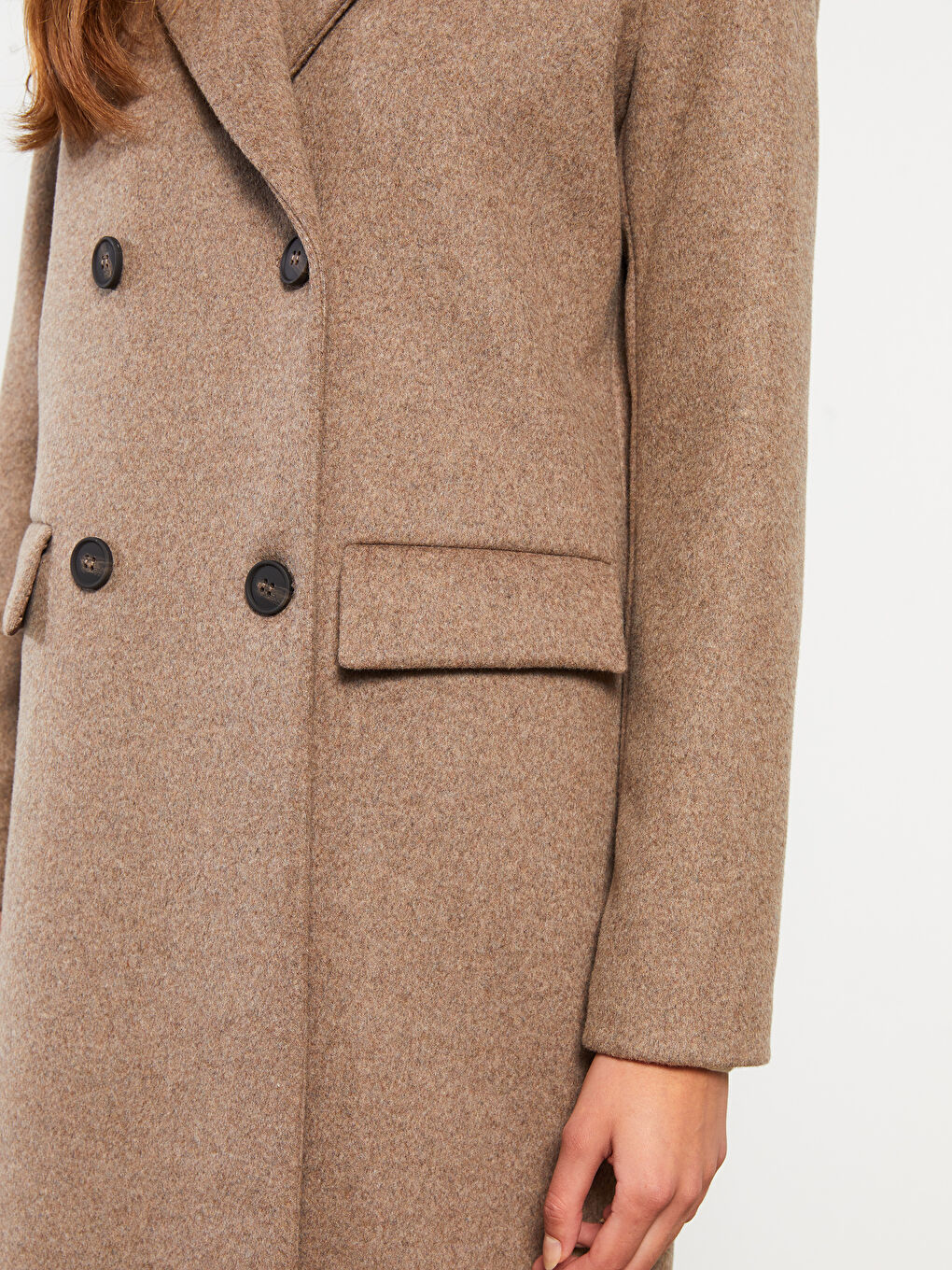 Kahverengi Ceket Yaka Kadın Kaşe Kaban-3