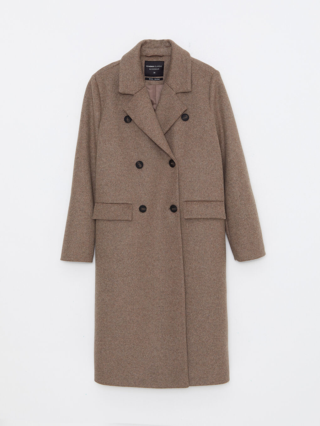 Kahverengi Ceket Yaka Kadın Kaşe Kaban-5