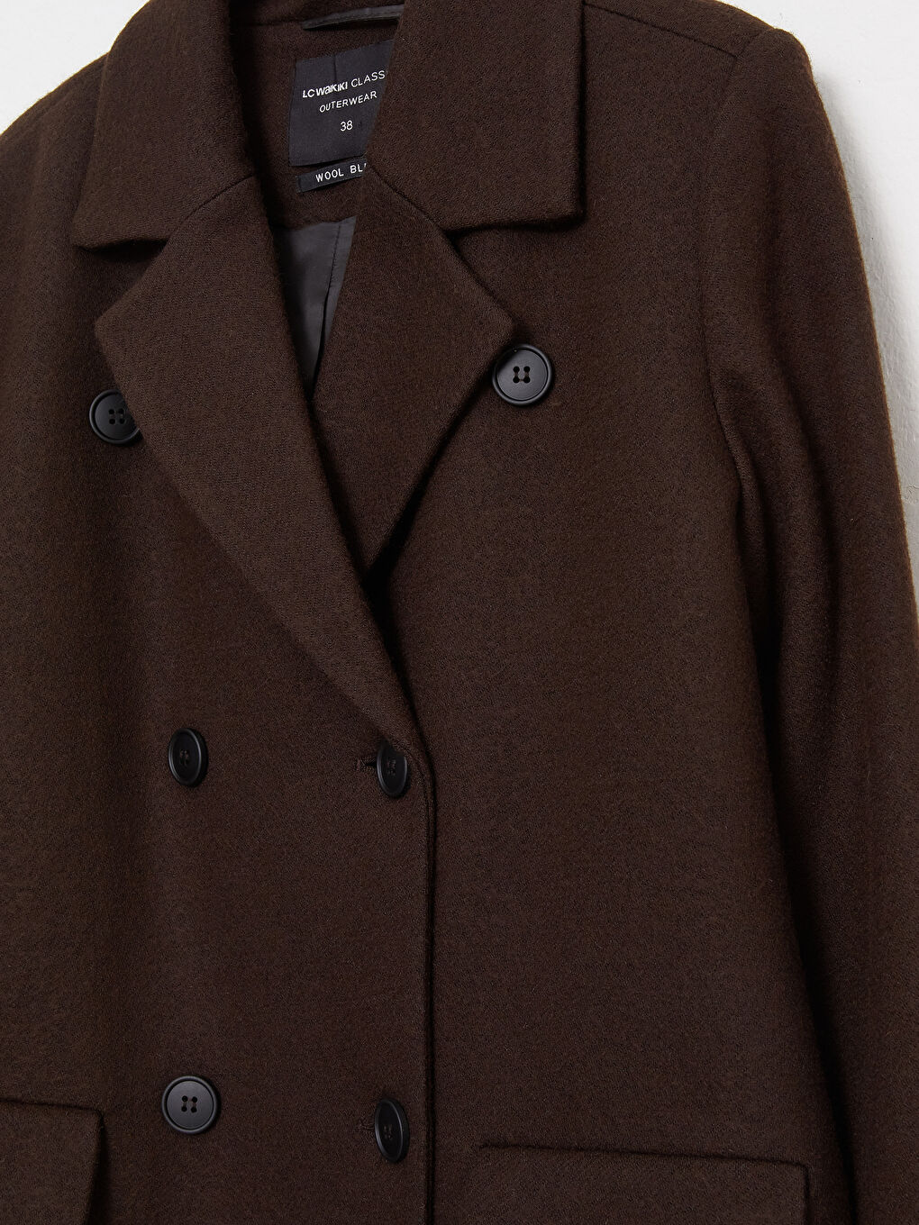 Kahverengi Ceket Yaka Kadın Kaşe Kaban-8