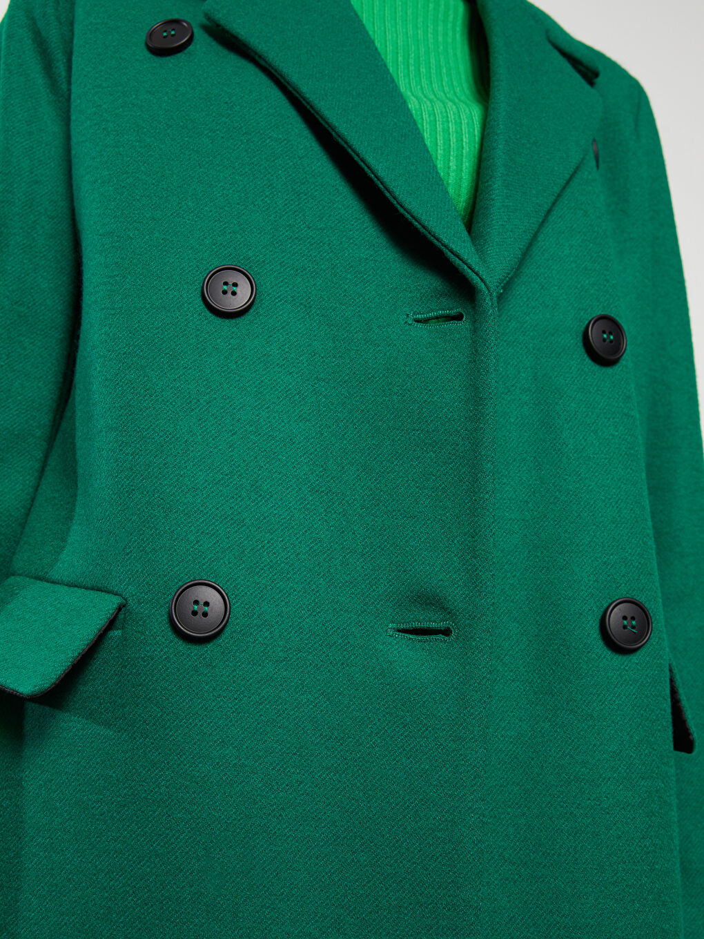 Yeşil Ceket Yaka Kadın Kaşe Kaban-3