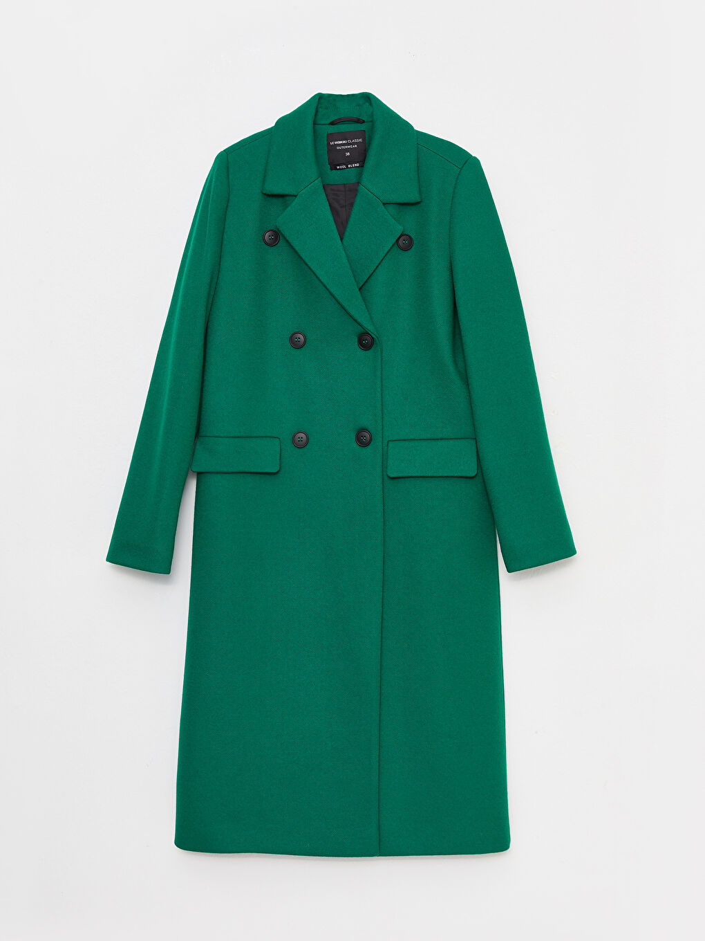 Yeşil Ceket Yaka Kadın Kaşe Kaban-6