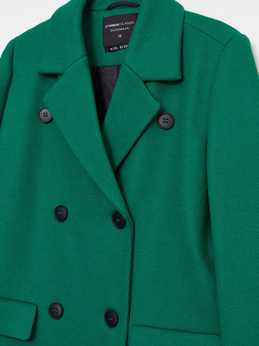 Yeşil Ceket Yaka Kadın Kaşe Kaban-8