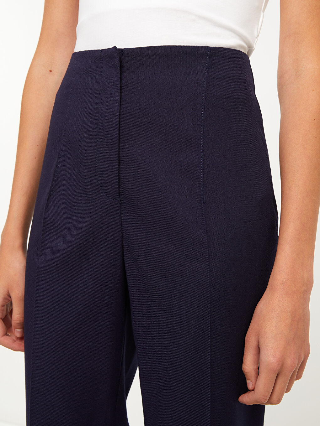 Lacivert Kadın Standart Fit Düz Pantolon-2