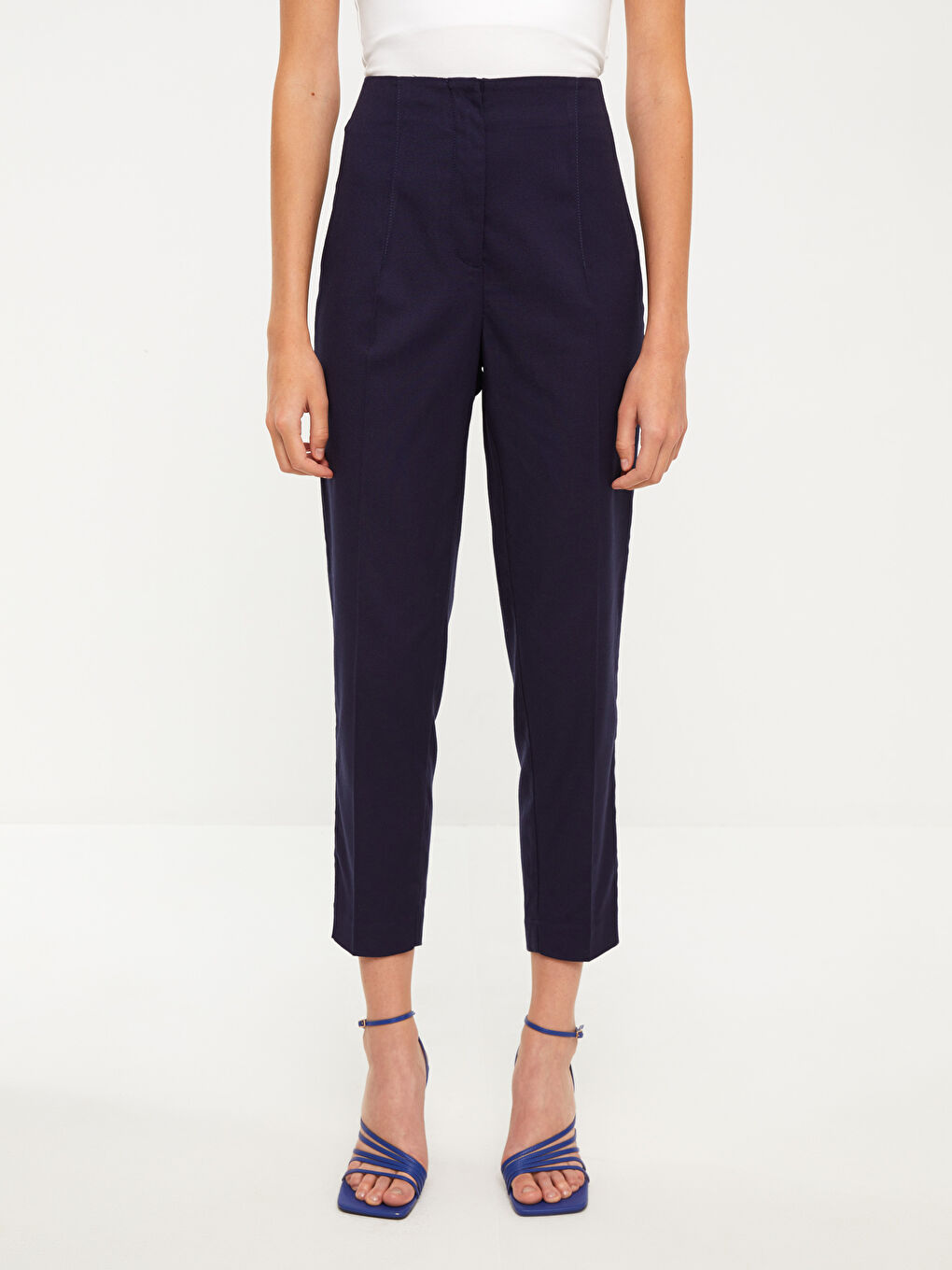 Lacivert Kadın Standart Fit Düz Pantolon-3