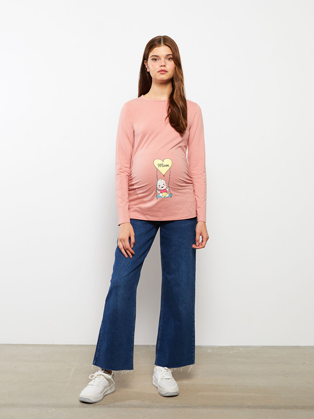 LCWAIKIKI Maternity Crew Neck Printed Long Sleeve Maternity T-shirt -W2EA00Z8-GED