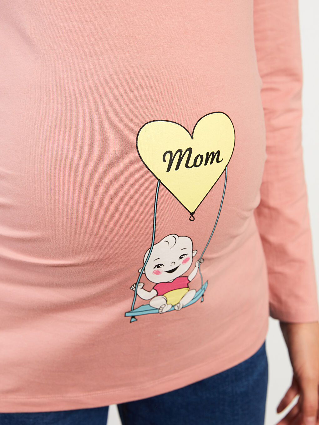 LCWAIKIKI Maternity Crew Neck Printed Long Sleeve Maternity T-shirt -W2EA00Z8-GED