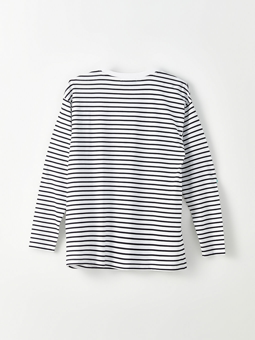 Crew Neck Striped Long Sleeve Cotton Maternity T-shirt-6