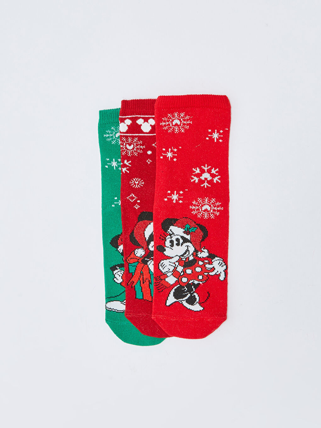 LCW Kids Minnie Mouse Patterned Christmas Themed Girl's Socks 3 Pack -W2EA14Z4-J4N