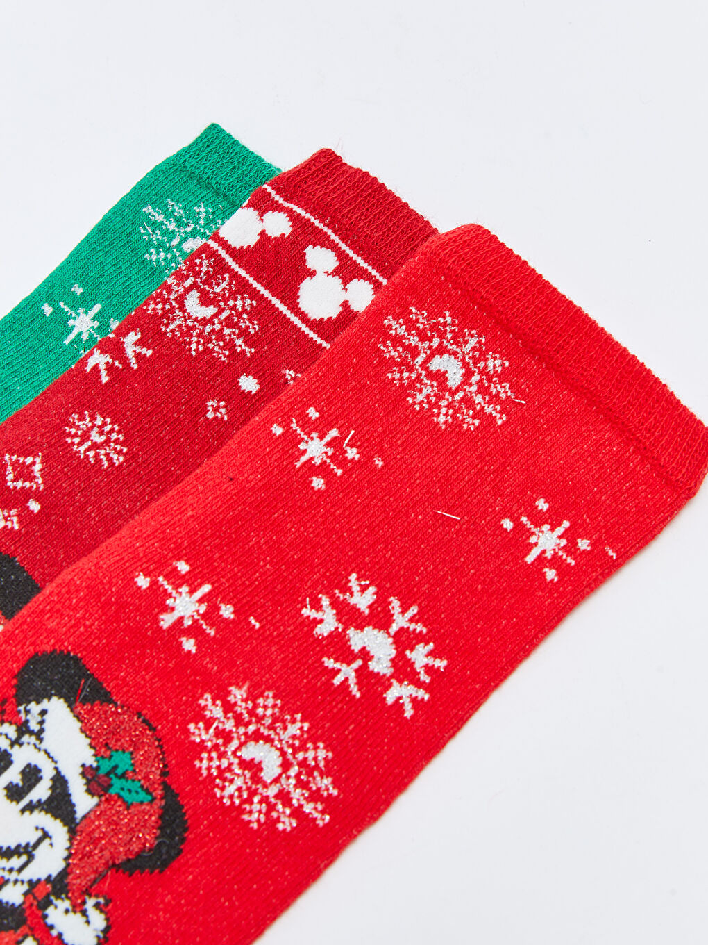 LCW Kids Minnie Mouse Patterned Christmas Themed Girl's Socks 3 Pack -W2EA14Z4-J4N