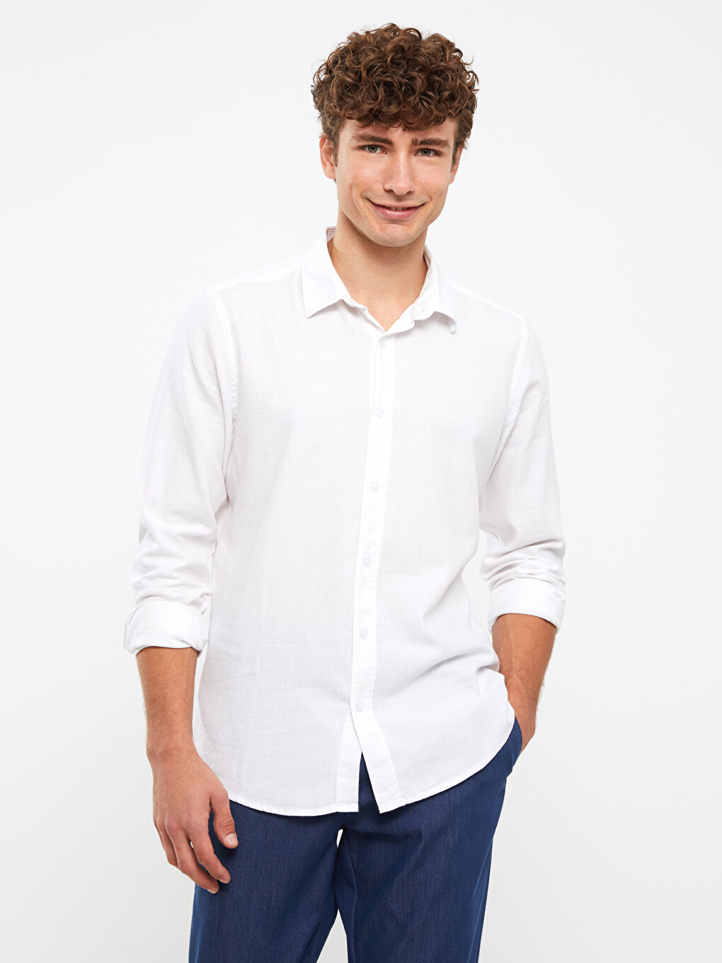 XSIDE Slim Fit Long Sleeve Gabardine Men's Shirt -W2EA36Z8-Q6K