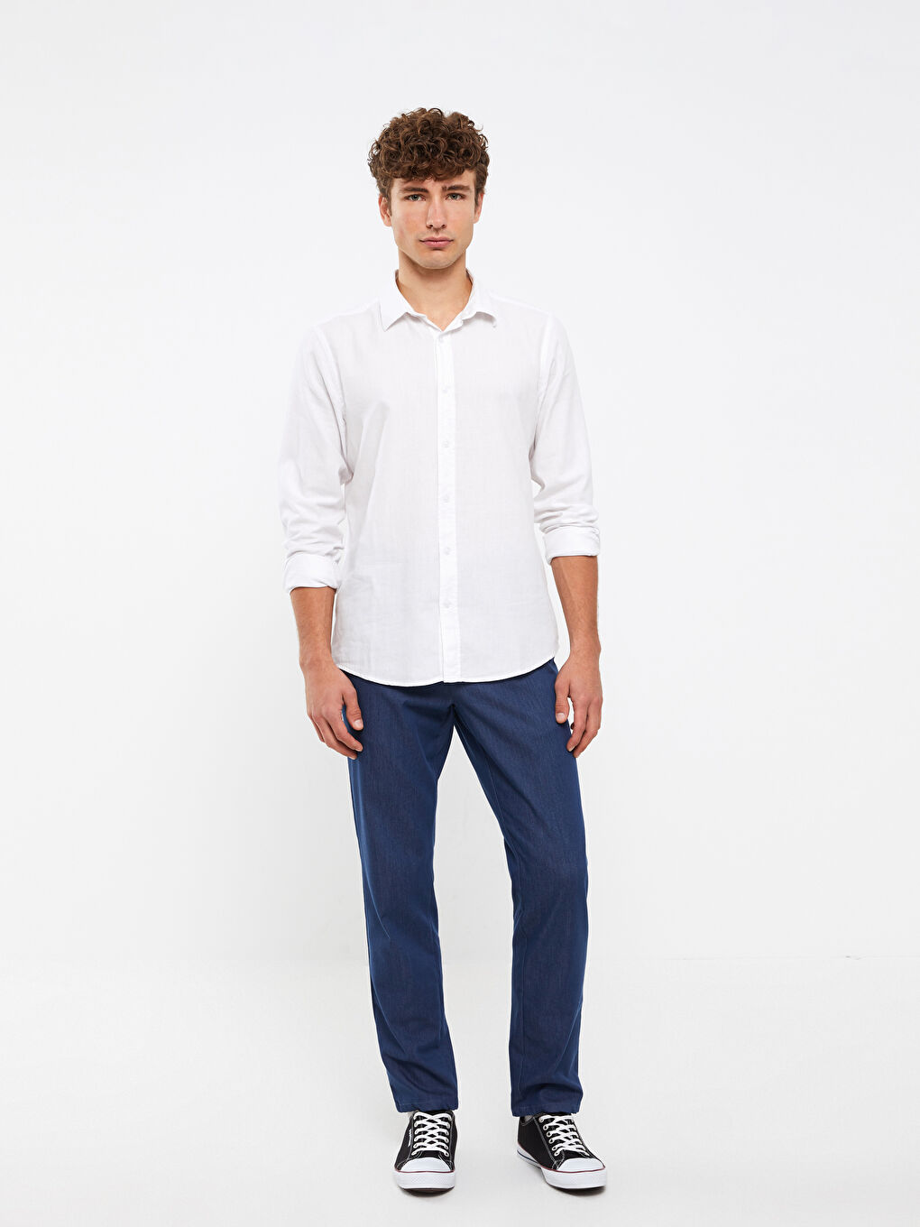 XSIDE Slim Fit Long Sleeve Gabardine Men's Shirt -W2EA36Z8-Q6K