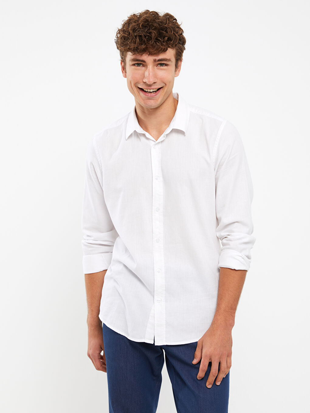 XSIDE Slim Fit Long Sleeve Gabardine Men's Shirt -W2EA36Z8-Q6K