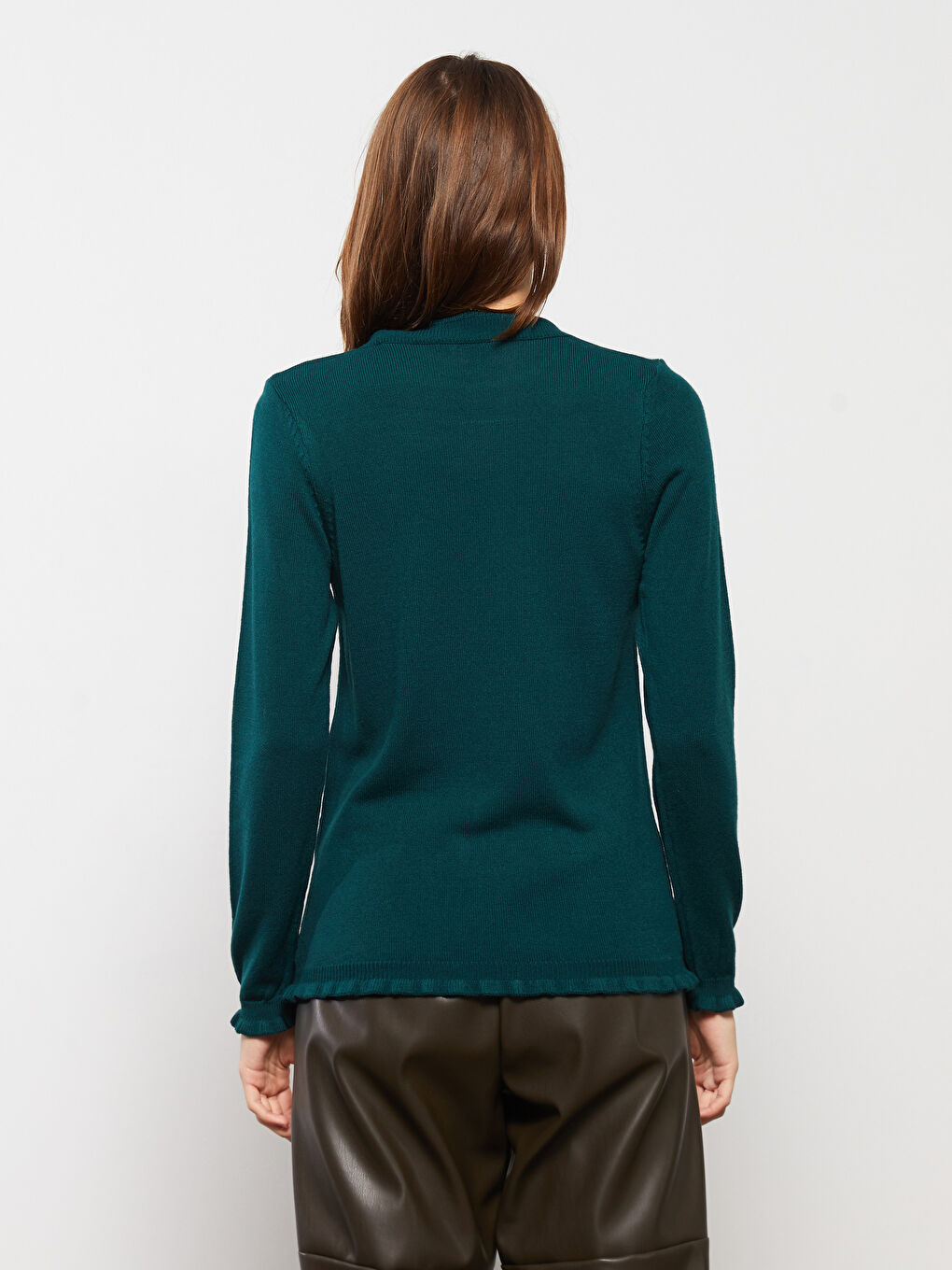 سترة تريكو بياقة قمع للسيدات-4