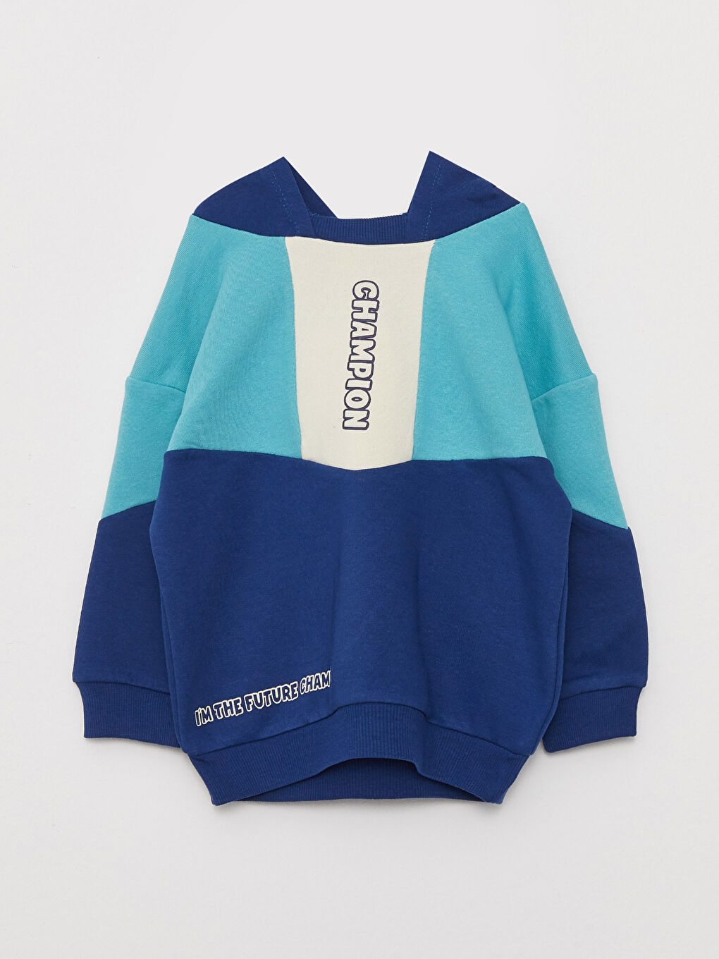 Lacivert Kapüşonlu Uzun Kollu Baskılı Erkek Bebek 2'li Takım-1