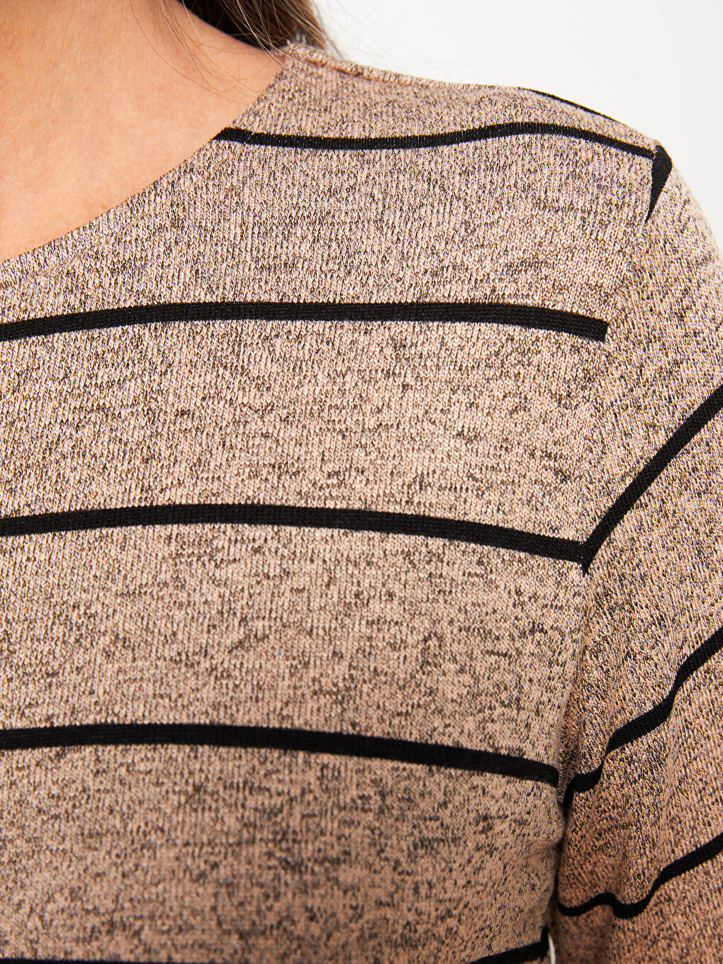 LCW Grace Crew Neck Striped Long Sleeve Women's T-Shirt -W2EA61Z8-LE8