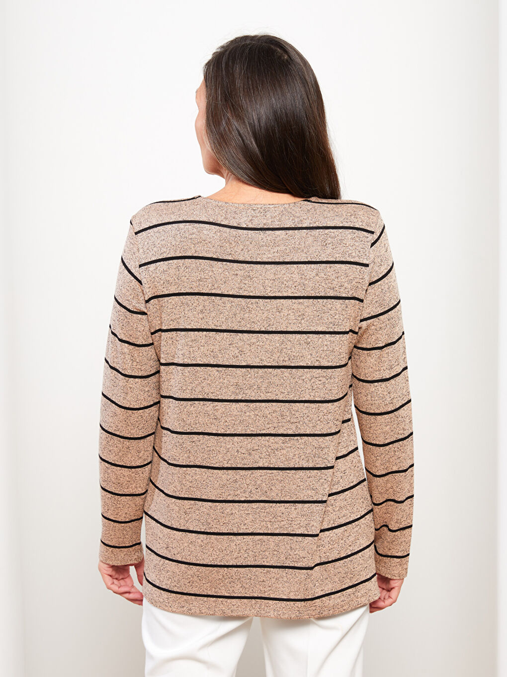 LCW Grace Crew Neck Striped Long Sleeve Women's T-Shirt -W2EA61Z8-LE8