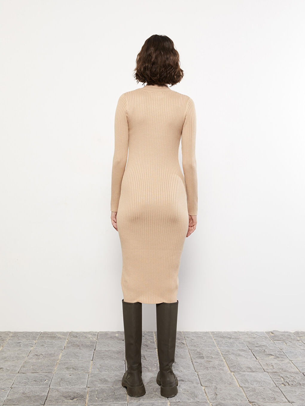 Turtleneck Plain Long Sleeve Women's Knitwear Dress -W2EA88Z8-SKQ