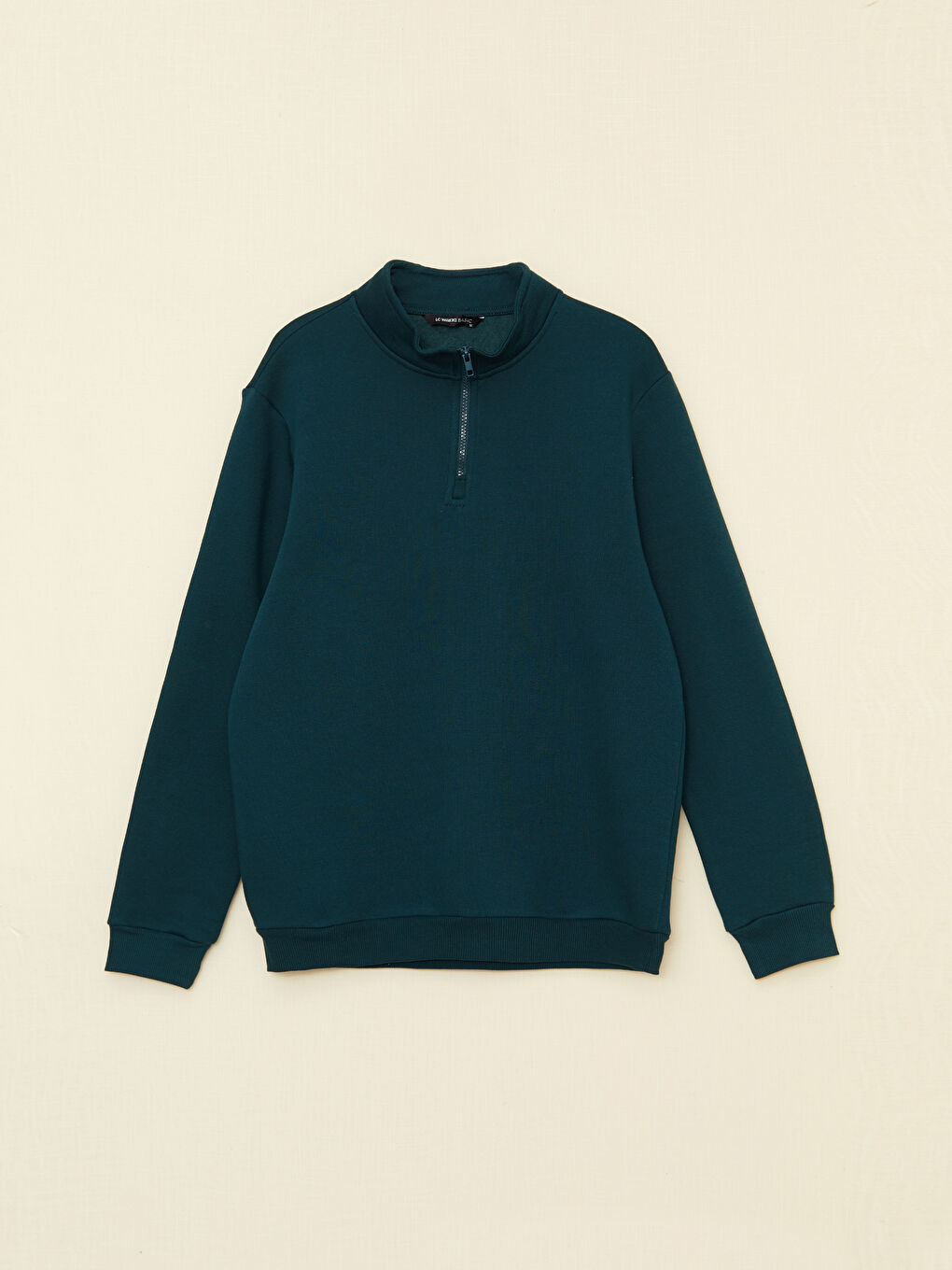 LCWAIKIKI Basic Yeşil Dik Yaka Uzun Kollu Erkek Kalın Sweatshirt - 8