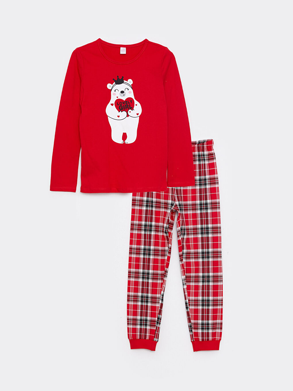 Crew Neck Printed Long Sleeve Girls' Pyjama Set-5