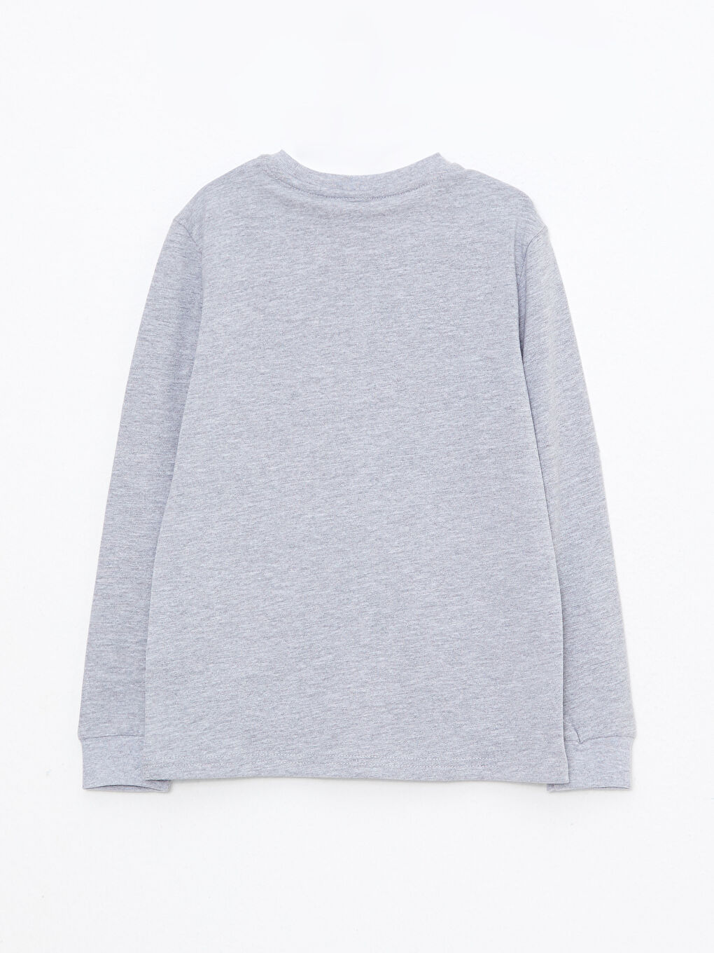 Gri Bisiklet Yaka Baskılı Uzun Kollu Erkek Çocuk Tişört-1