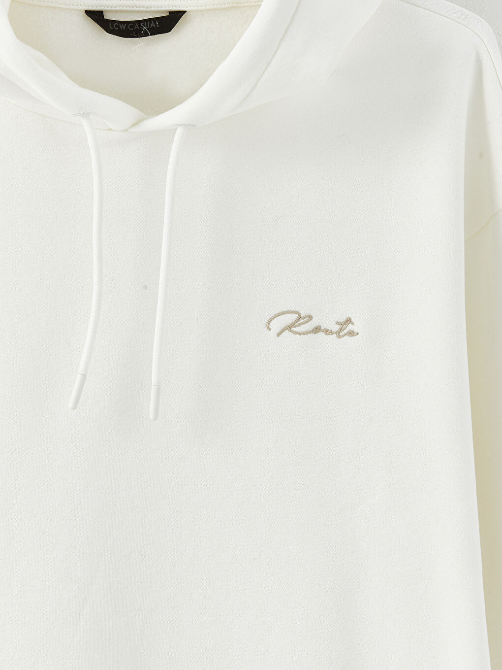 Beyaz Uzun Kollu Nakışlı Erkek Kalın Hoodie-13