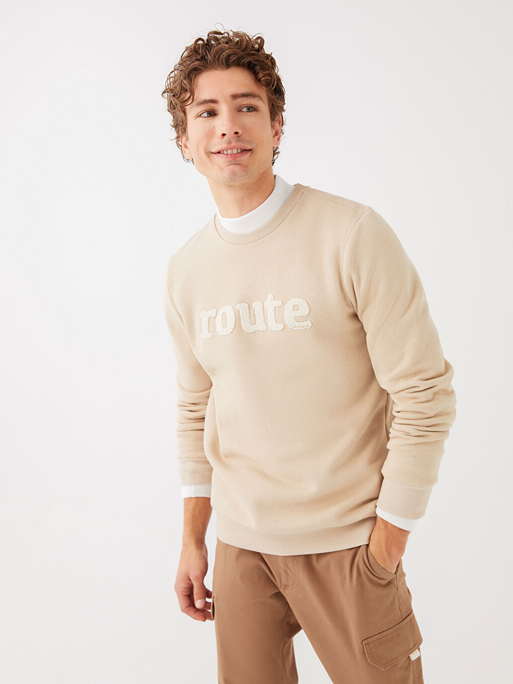 Crew Neck Printed Men's Thick Sweatshirt-2
