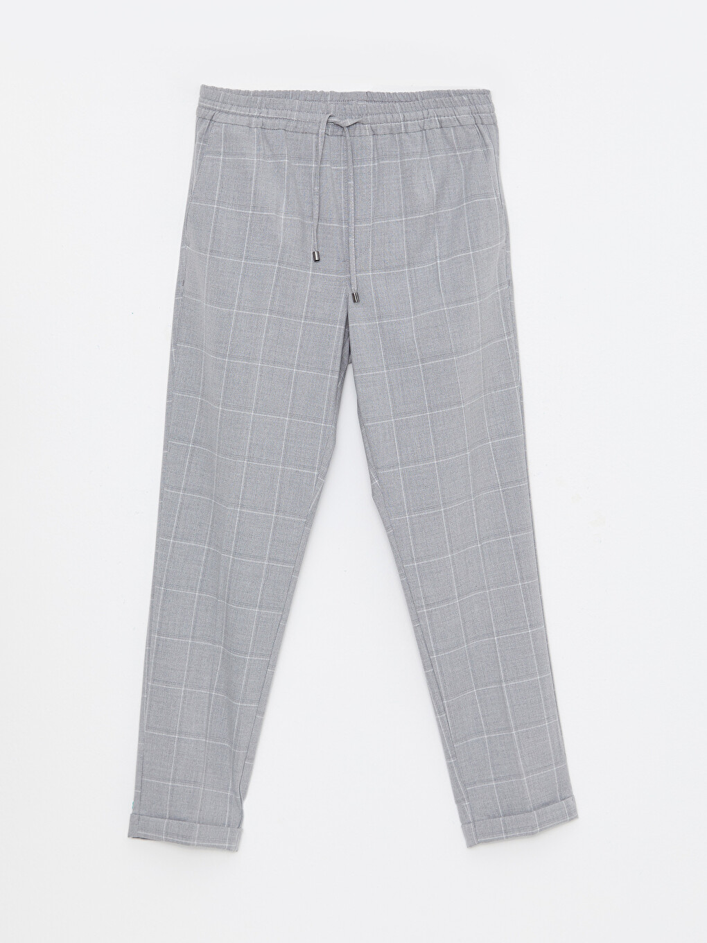 Gri Slim Fit Ekose Erkek Pantolon-5
