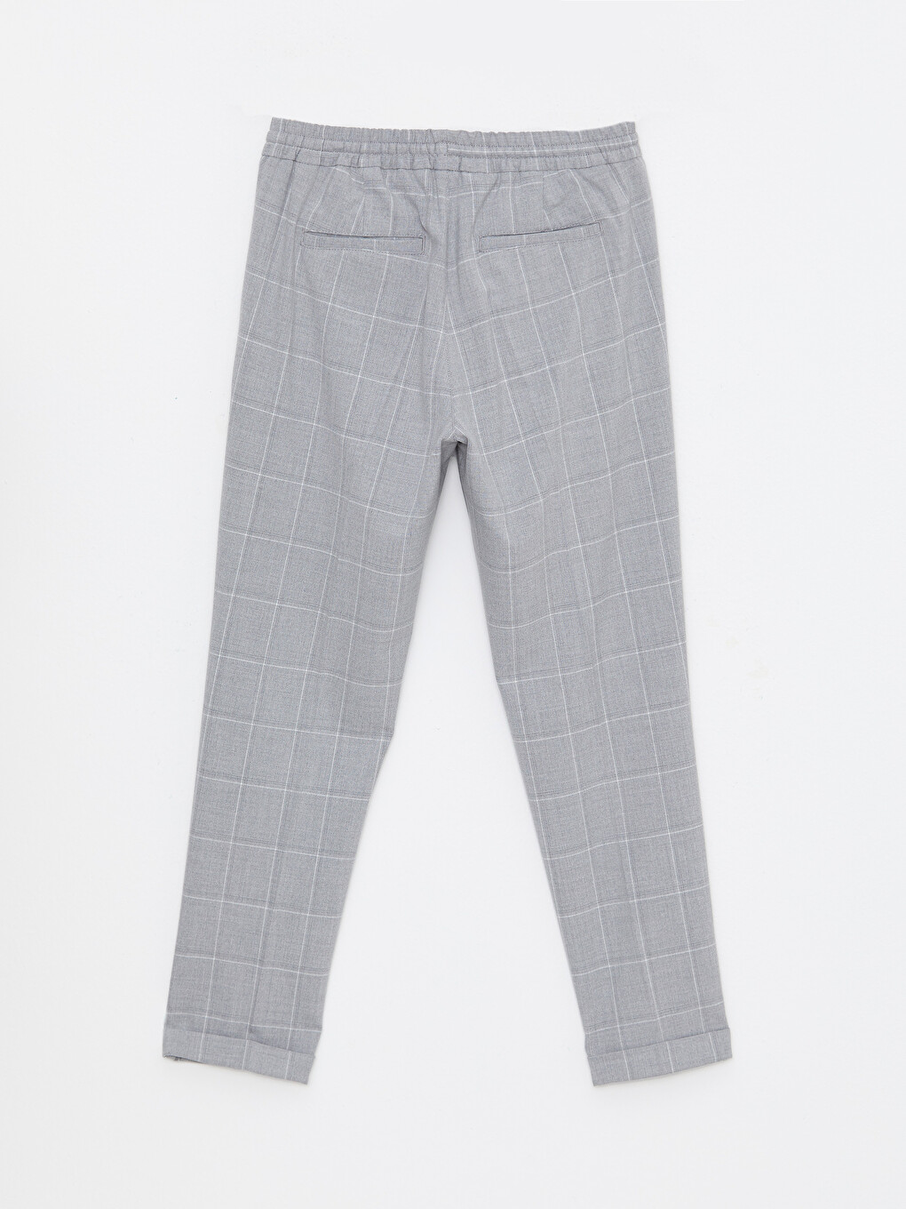 Gri Slim Fit Ekose Erkek Pantolon-6