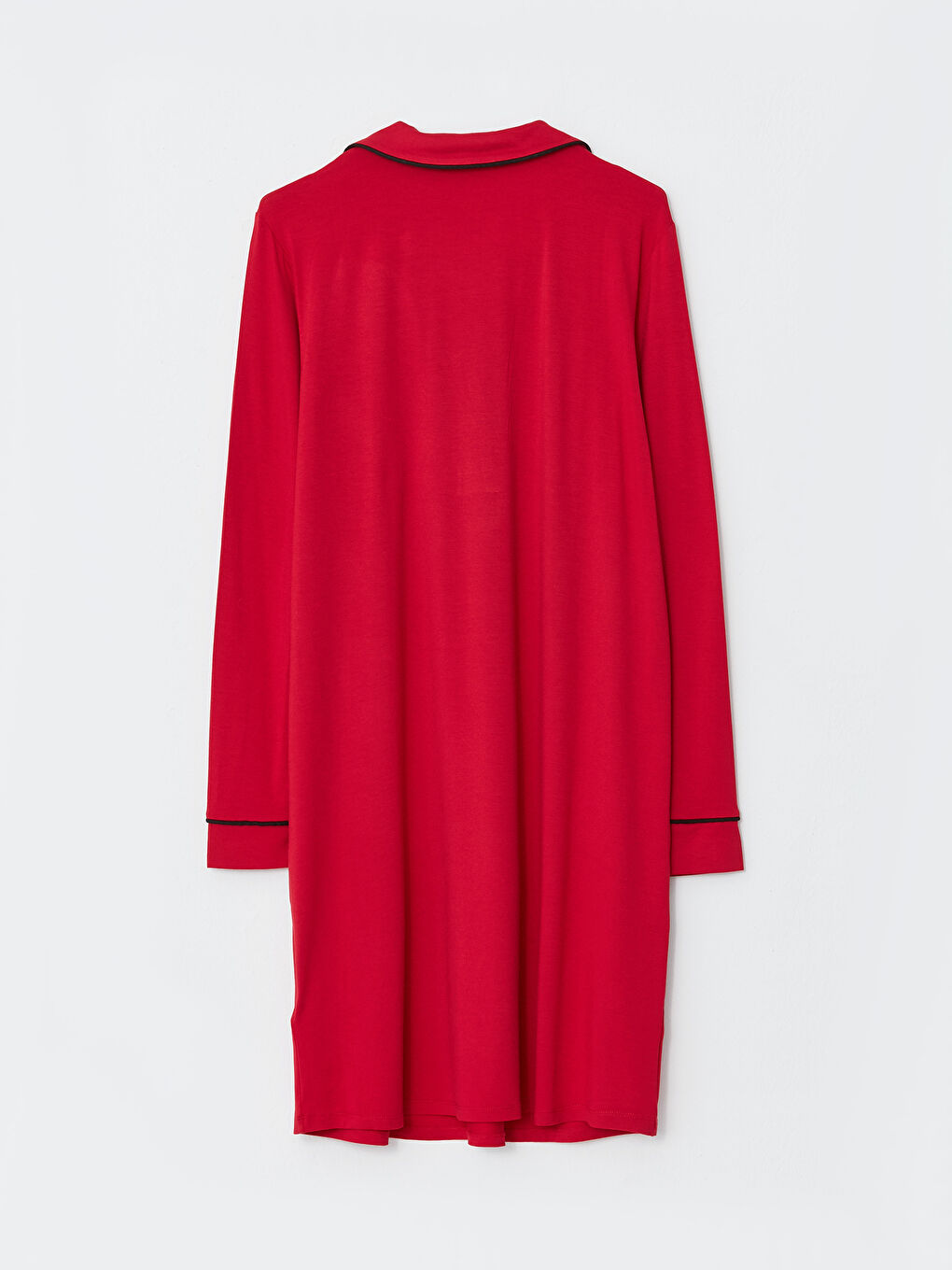 Kırmızı Gömlek Yaka Yılbaşı Temalı Uzun Kollu Kadın Gecelik-6