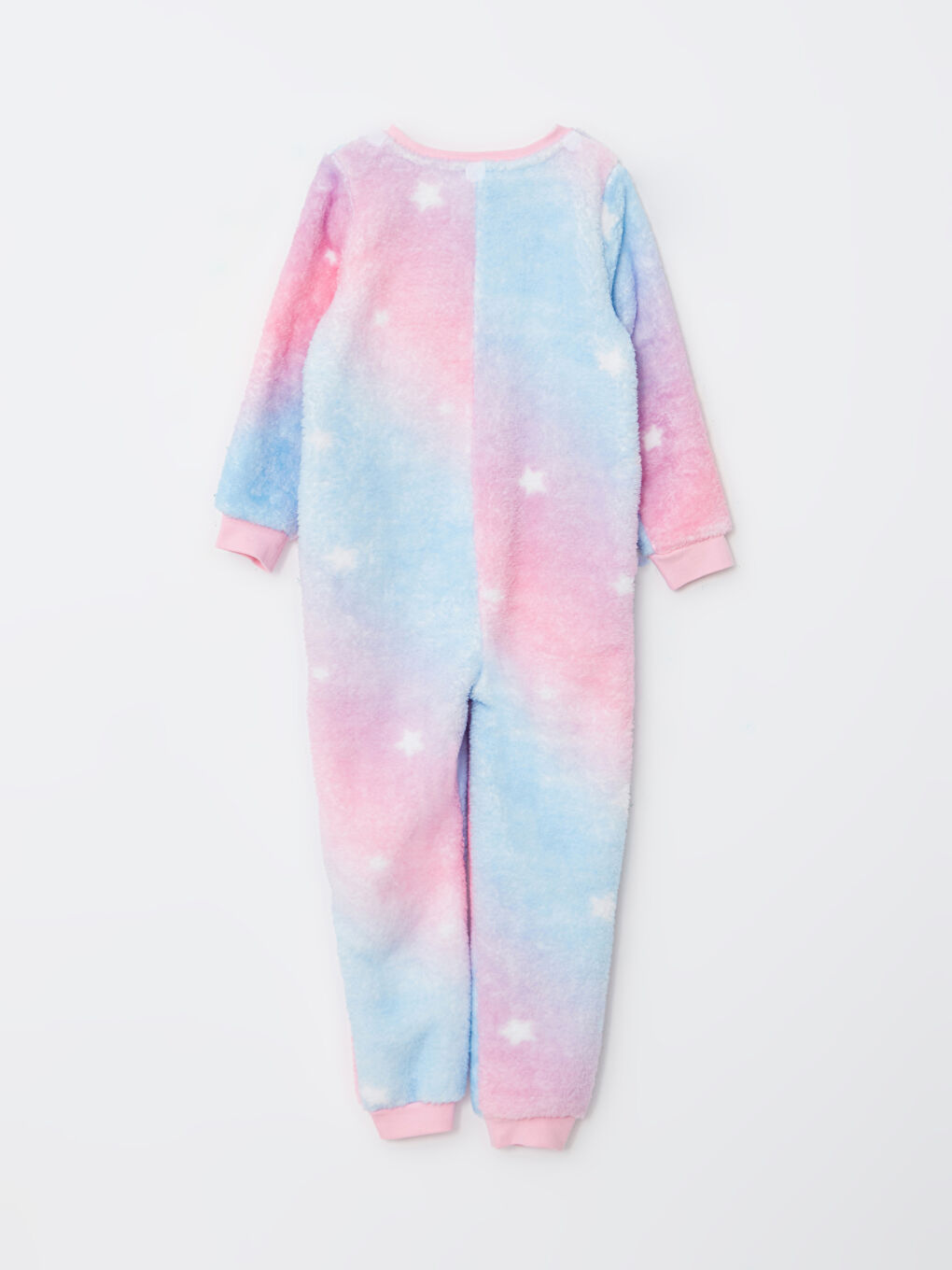 Beyaz Kapüşonlu Desenli Uzun Kollu Pelüş Kız Çocuk Uyku Tulumu-4