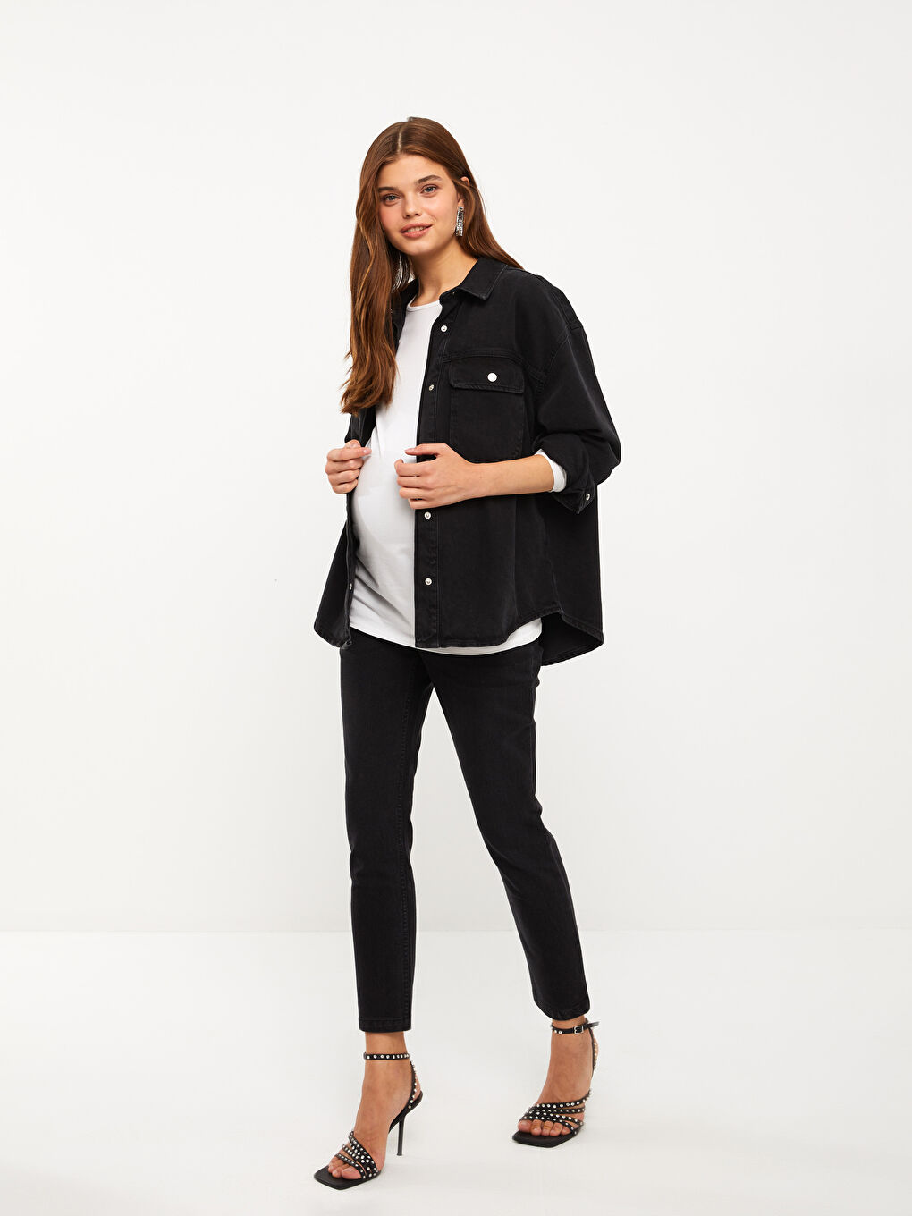 Blugi de Maternitate Slim Mom cu Panou pentru Burtă-1